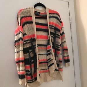 Summer cardigan pink and tan